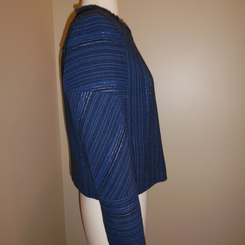 NWT Sandro Paris Blue Blucy Woven Workwear Casual Business Tweed Blazer Jacket - Picture 7 of 12